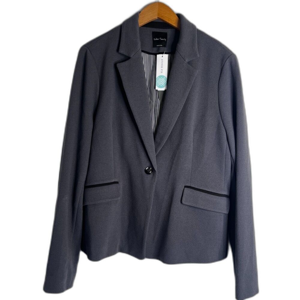 Eden Society Stitch Fix NWT Gray Single Breasted Basic‎ Blazer Size XXL